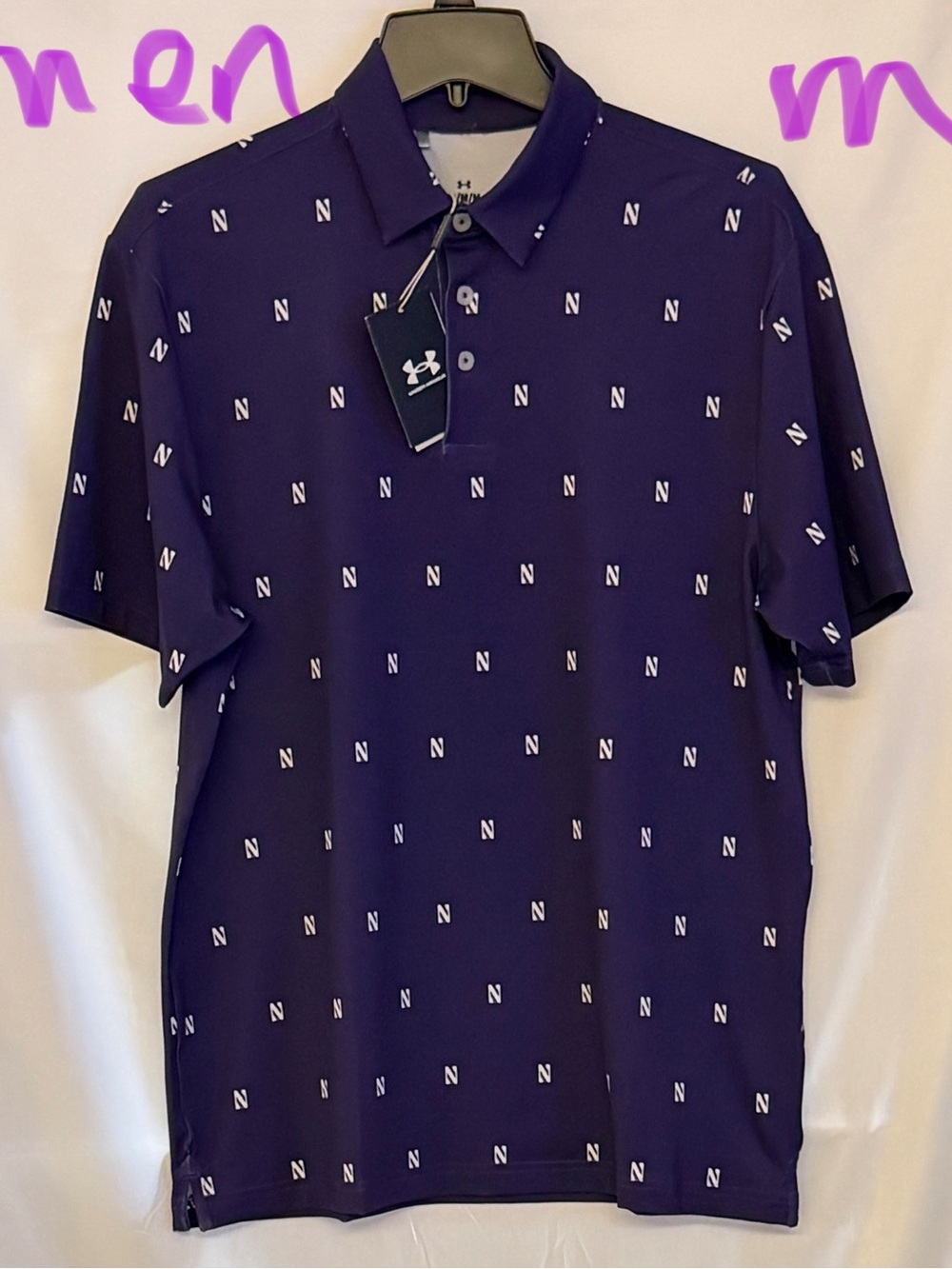 Under Armour Men’s Purple Polo with Allover White 'N' Print